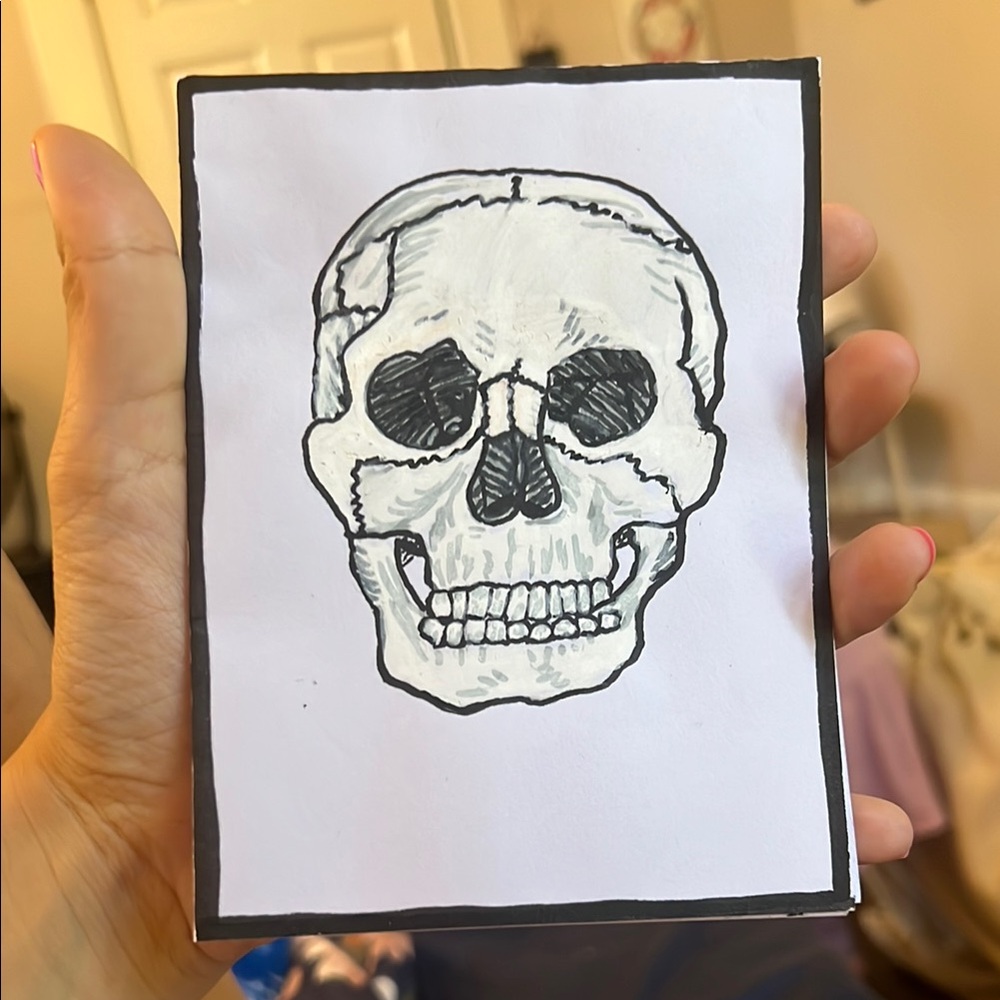 Black and White Skull Art Card